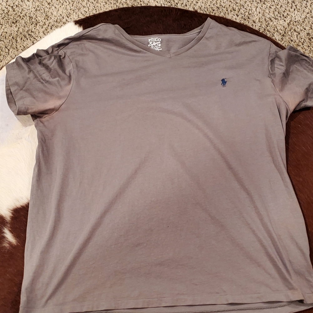Ralph Lauren Polo V-Neck T-Shirt Size Mens XL Grey Pre Owned